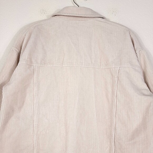 ZARA Corduroy Overshirt Oversized Button Down Shirt Jacket Cream Small Minimal - Picture 10 of 12